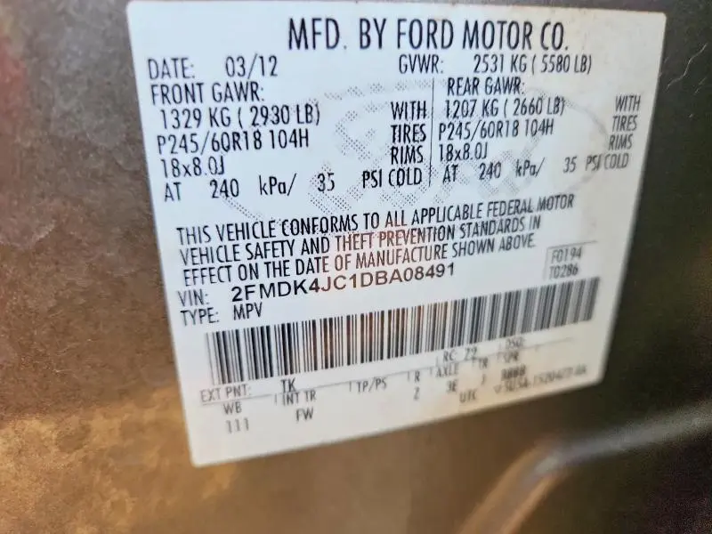 2013 FORD EDGE SEL  