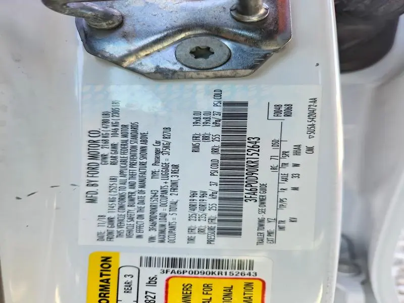 2019 FORD FUSION TITANIUM  