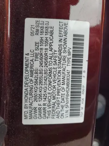 2021 HONDA PILOT EXL  