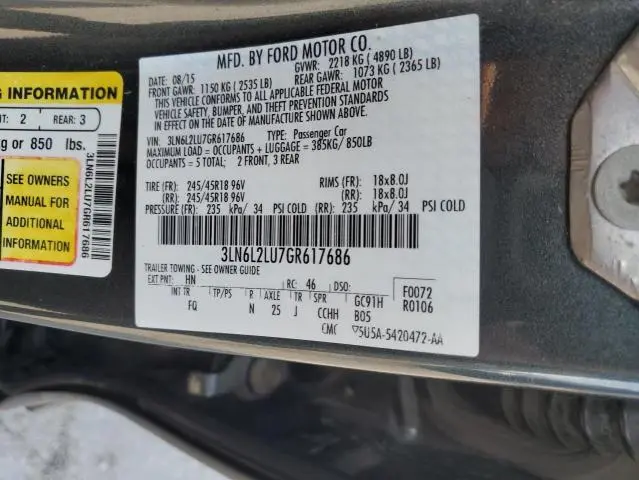 2016 LINCOLN MKZ HYBRID  