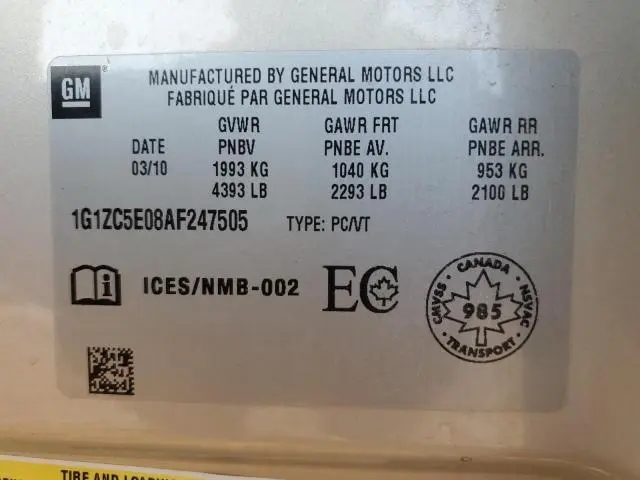 2010 CHEVROLET MALIBU 1LT  