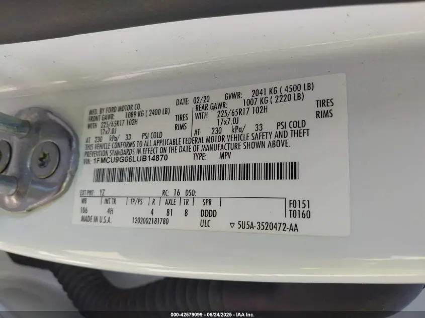 2020 FORD ESCAPE SE