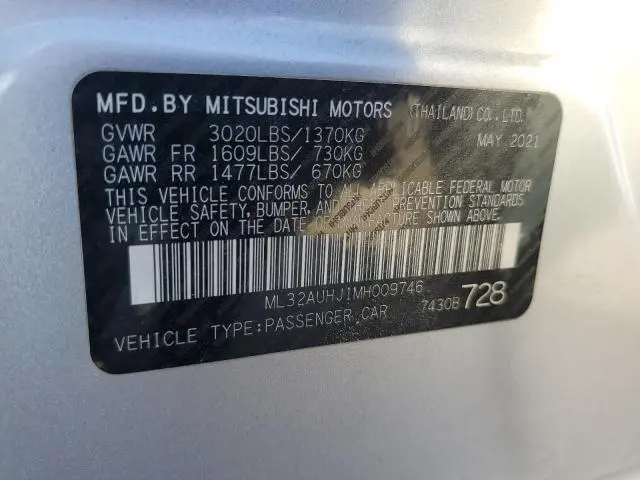 2021 MITSUBISHI MIRAGE ES  