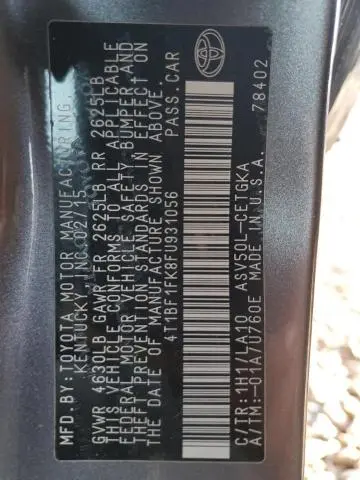 2015 TOYOTA CAMRY LE  