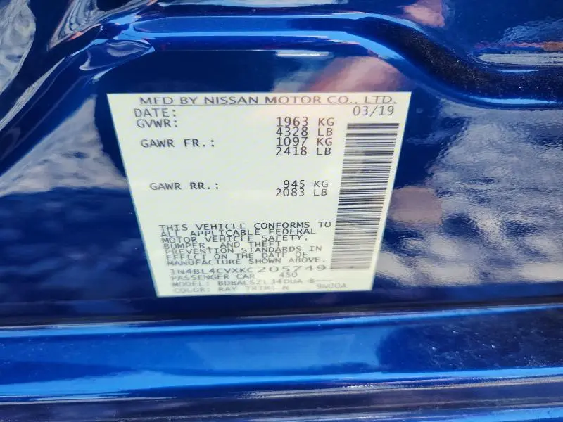 2019 NISSAN ALTIMA SR  