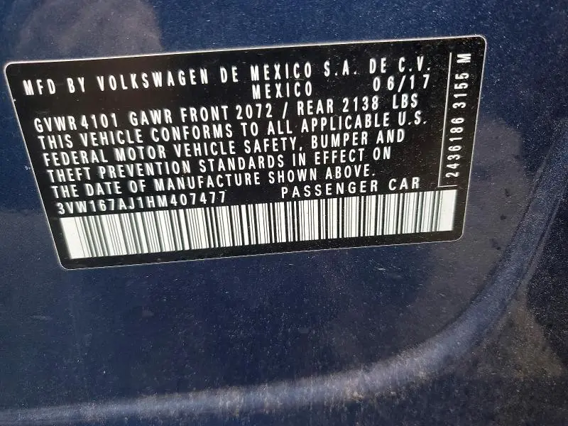 2017 VOLKSWAGEN JETTA S  