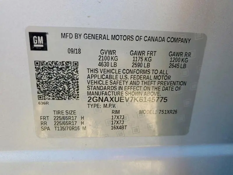 2019 CHEVROLET EQUINOX LT  