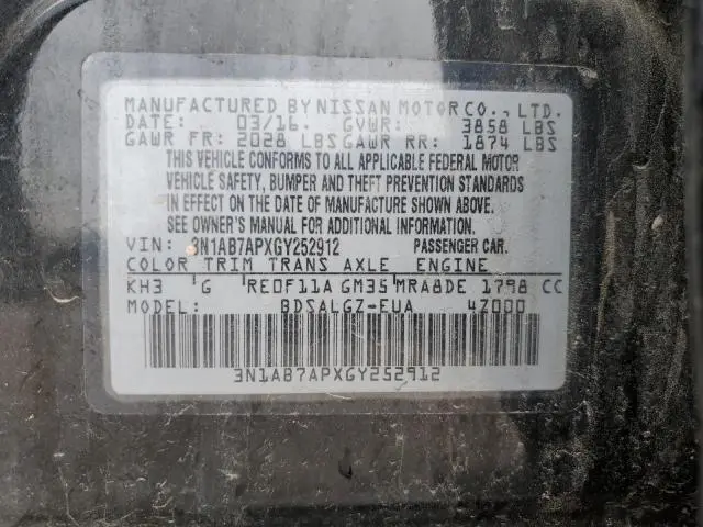 2016 NISSAN SENTRA S  