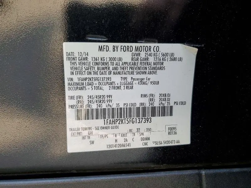 2015 FORD TAURUS SHO  