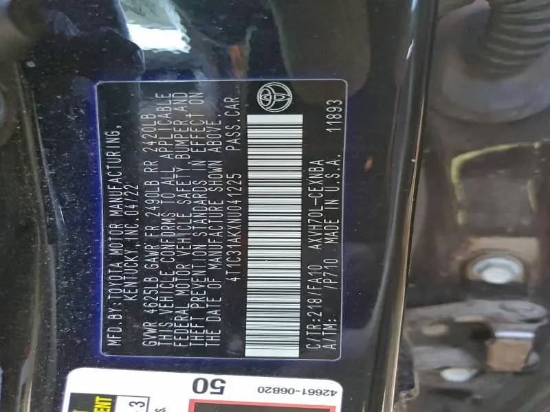 2022 TOYOTA CAMRY LE  