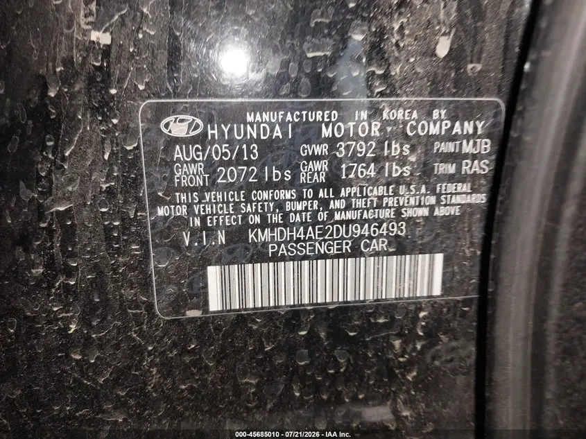 2013 HYUNDAI ELANTRA GLS
