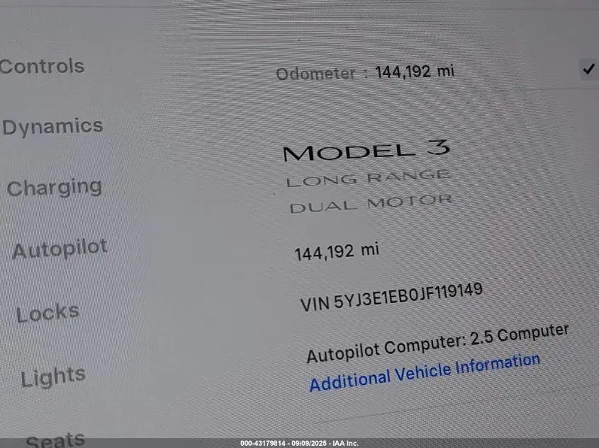 2018 TESLA MODEL 3 LONG RANGE/PERFORMANCE
