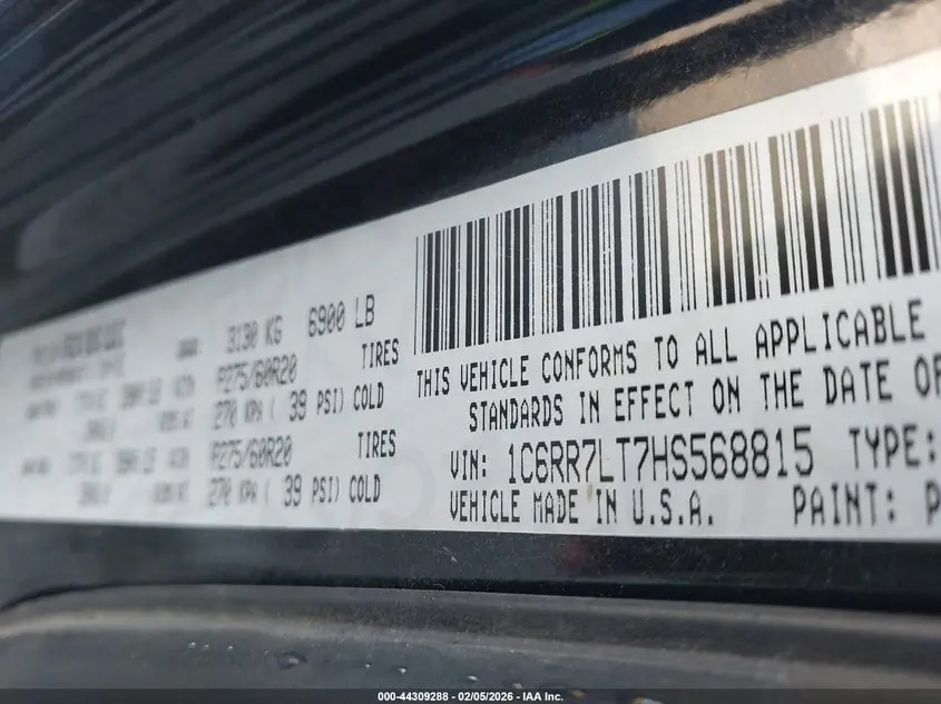 2017 RAM 1500 LONE STAR  4X4 5'7 BOX