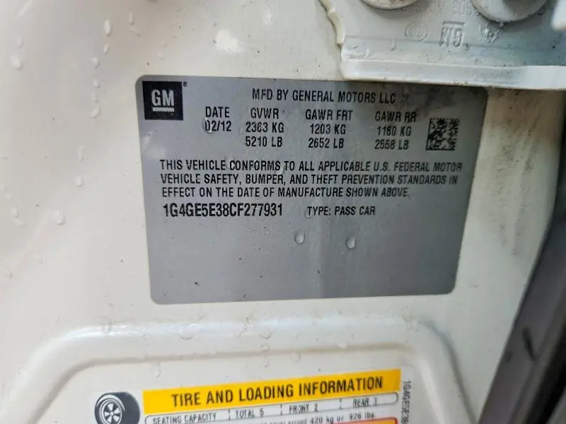 2012 BUICK LACROSSE PREMIUM  