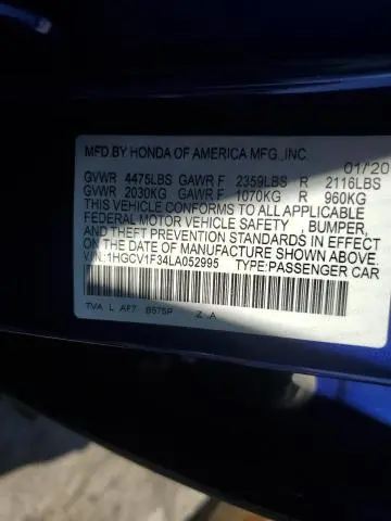 2020 HONDA ACCORD SPORT  