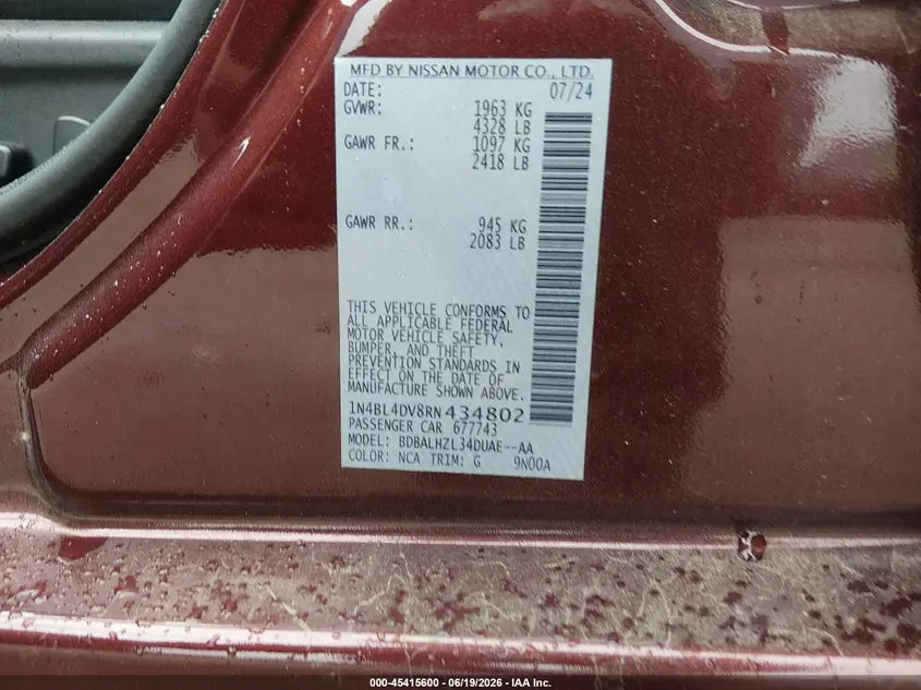 2024 NISSAN ALTIMA SV FWD