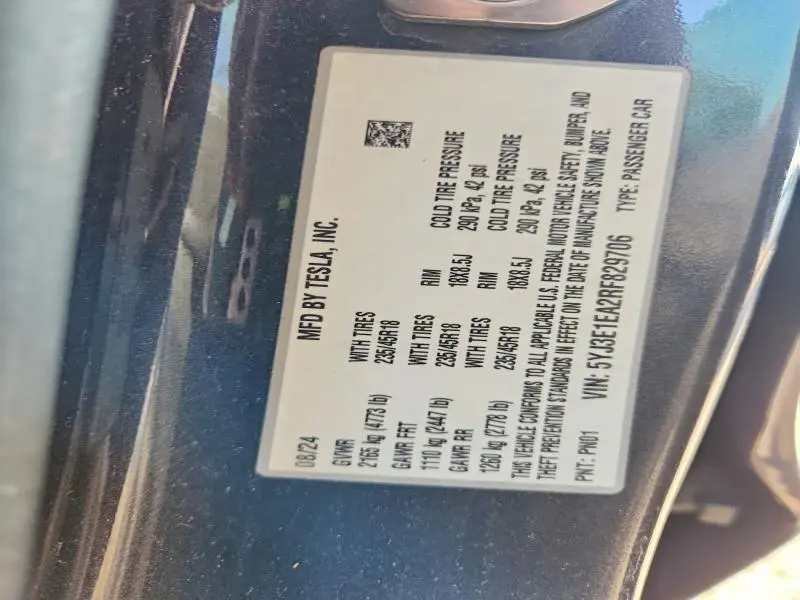2024 TESLA MODEL 3   