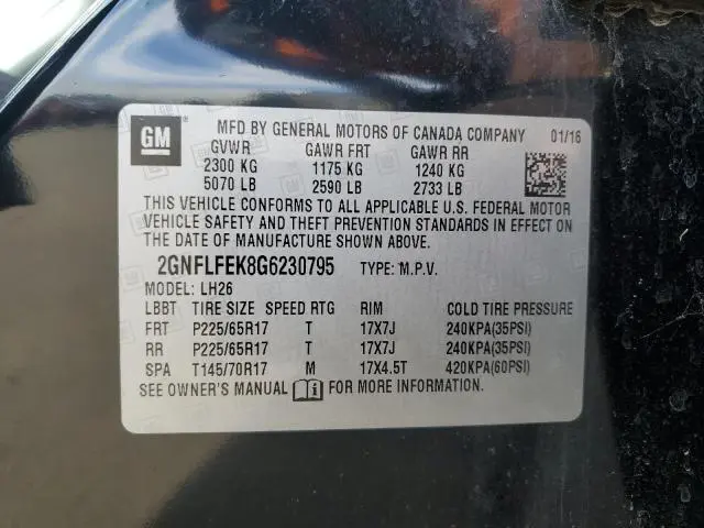 2016 CHEVROLET EQUINOX LT  