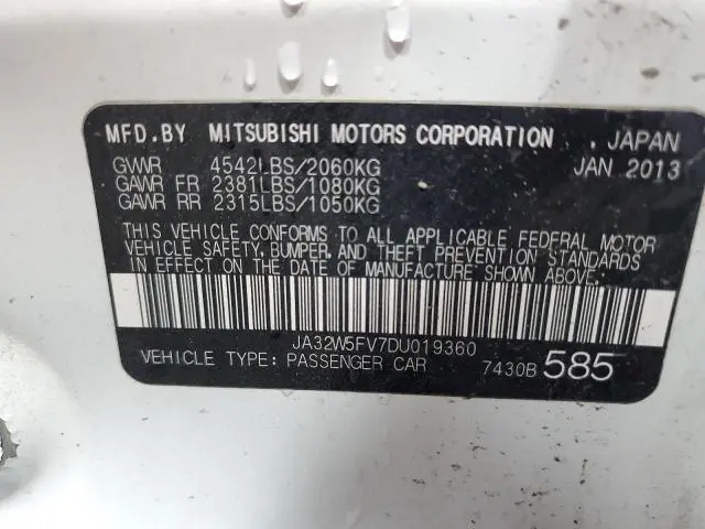2013 MITSUBISHI LANCER EVOLUTION MR  