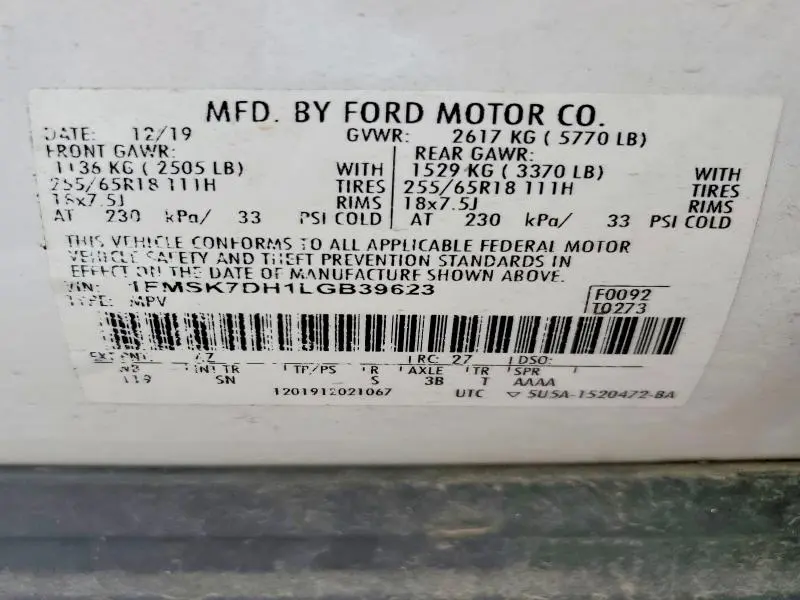 2020 FORD EXPLORER XLT  