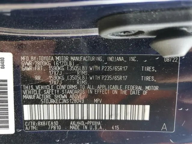 2022 TOYOTA SIENNA XLE  
