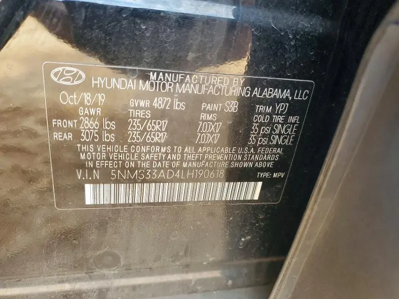 2020 HYUNDAI SANTA FE SEL  