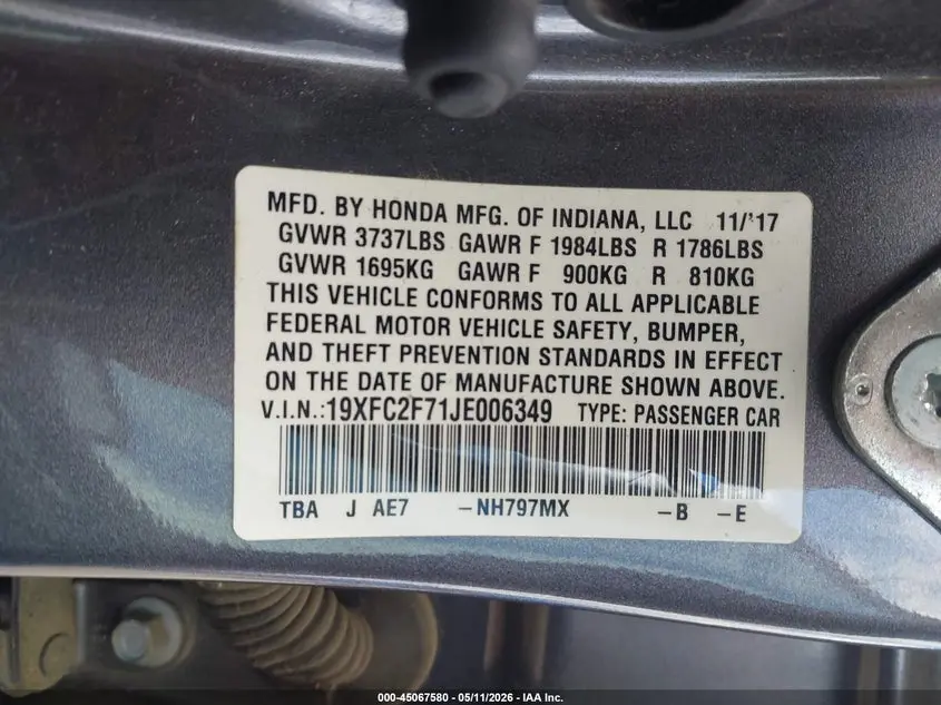 2018 HONDA CIVIC EX