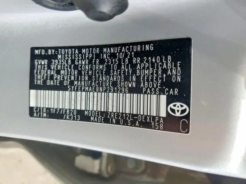 2022 TOYOTA COROLLA LE  