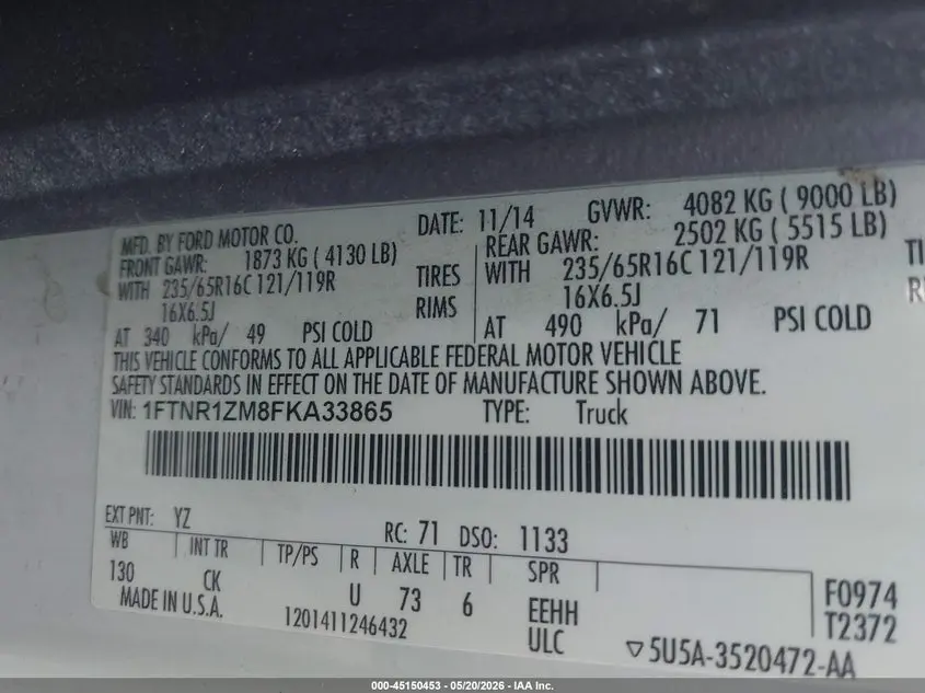 2015 FORD TRANSIT-250  