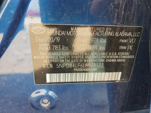 2020 HYUNDAI ELANTRA SEL  