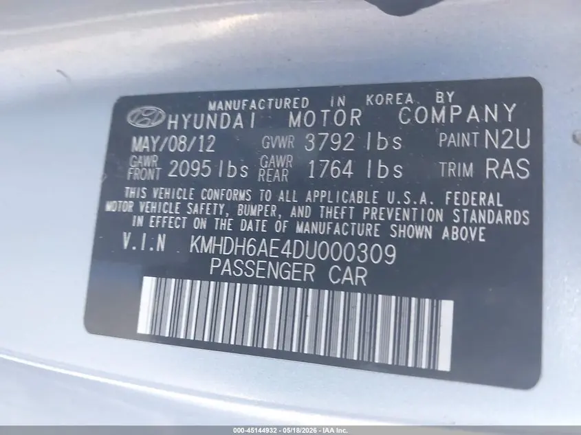 2013 HYUNDAI ELANTRA GS