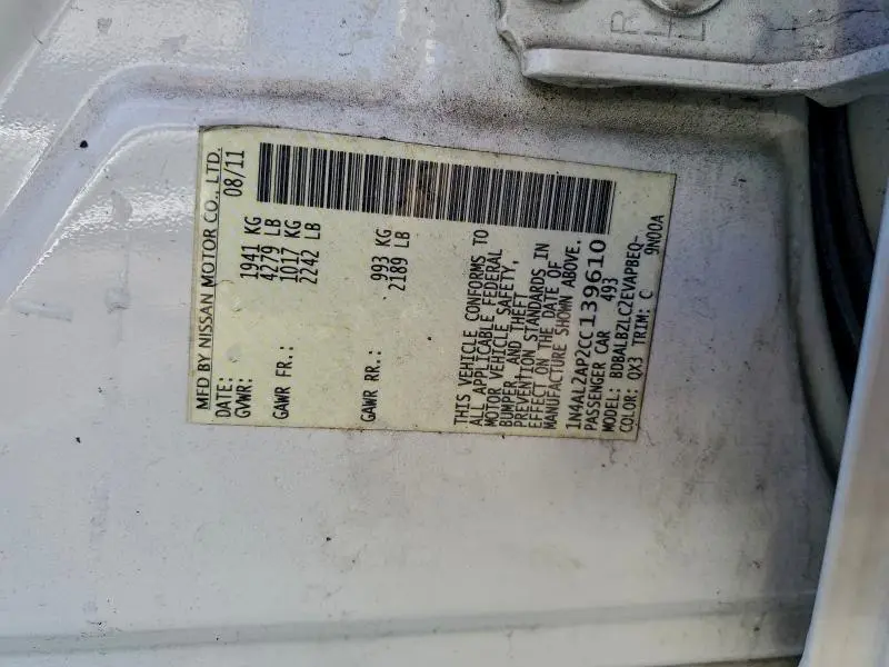 2012 NISSAN ALTIMA BASE  