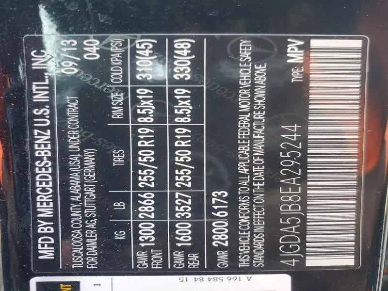 2014 MERCEDES-BENZ ML 350  