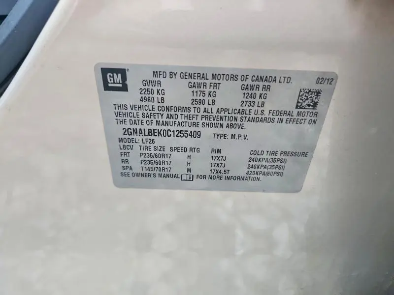 2012 CHEVROLET EQUINOX LS  