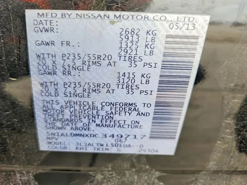 2013 INFINITI JX35 BASE  
