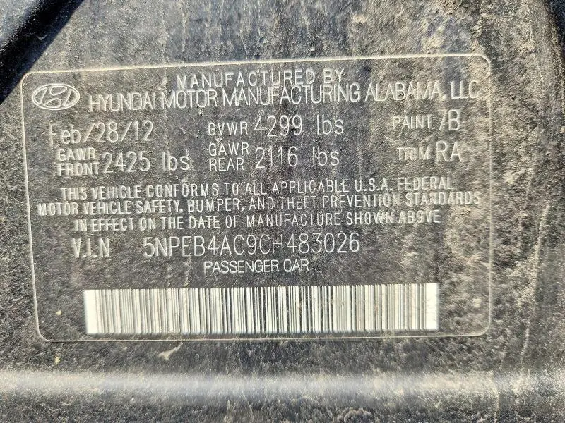 2012 HYUNDAI SONATA GLS  