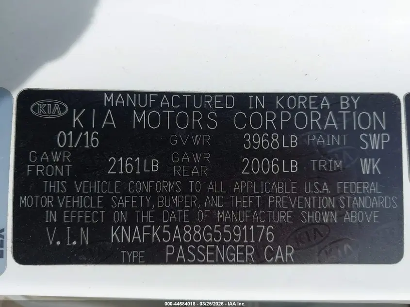 2016 KIA FORTE LX