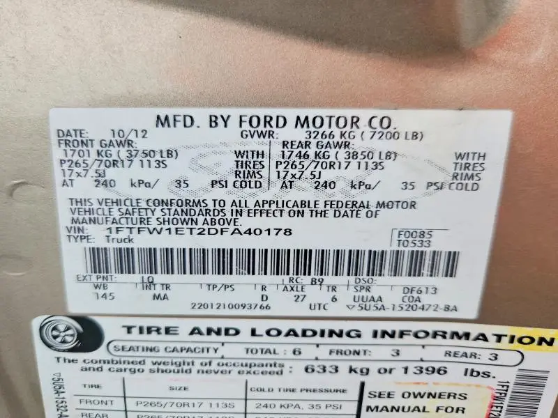2013 FORD F150 SUPERCREW  