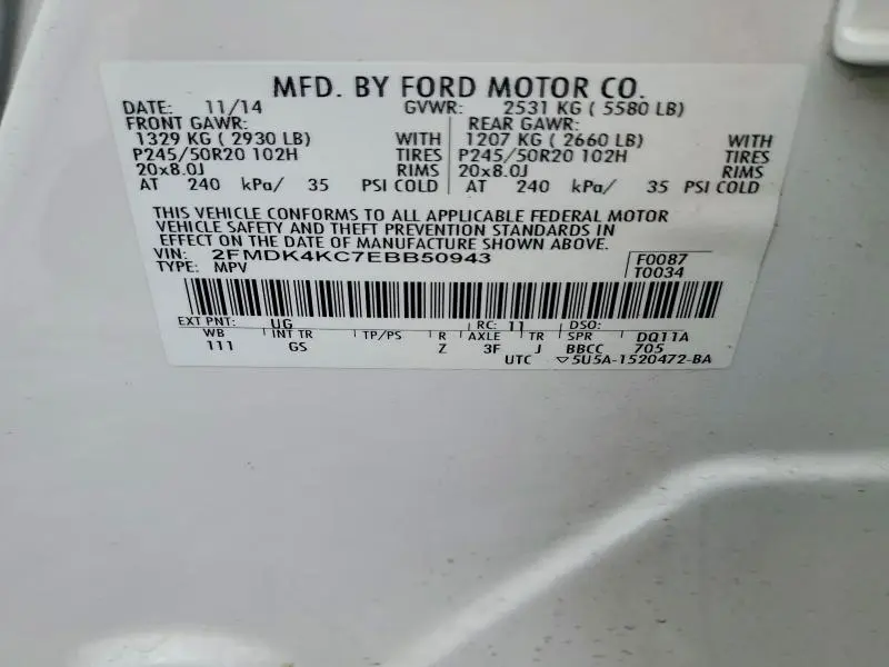 2014 FORD EDGE LIMITED  