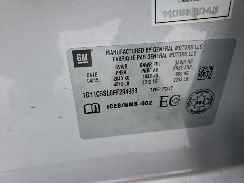 2015 CHEVROLET MALIBU 1LT  