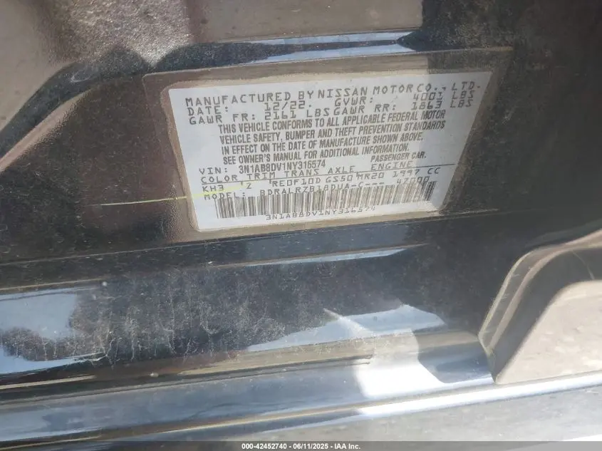2022 NISSAN SENTRA SR XTRONIC CVT
