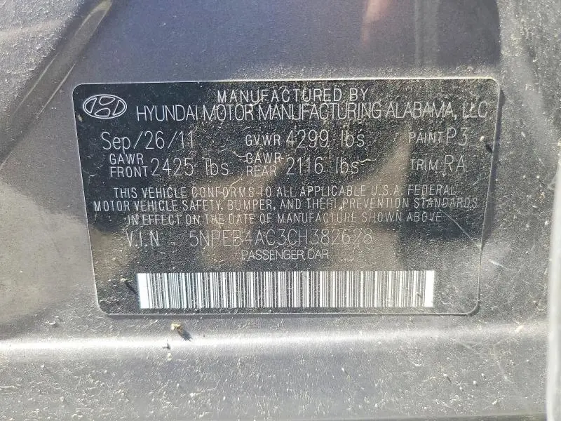 2012 HYUNDAI SONATA GLS  