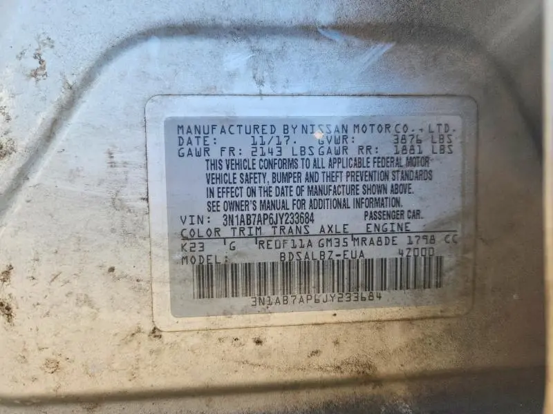 2018 NISSAN SENTRA S  