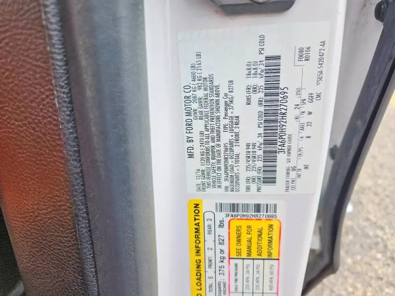 2017 FORD FUSION SE  
