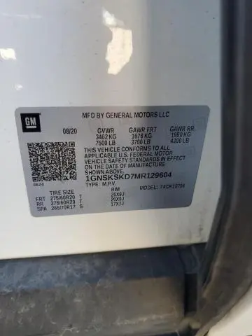 2021 CHEVROLET TAHOE K1500 PREMIER  