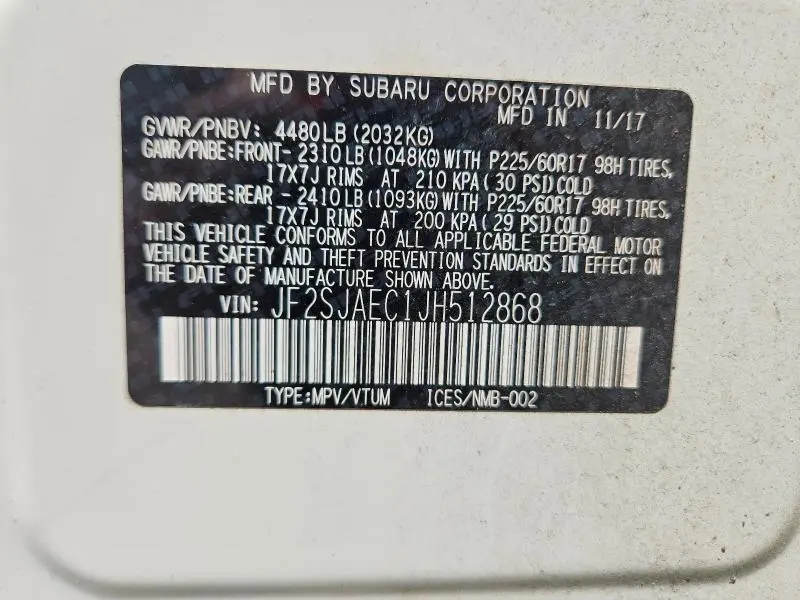 2018 SUBARU FORESTER 2.5I PREMIUM  