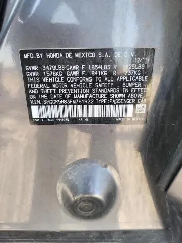 2015 HONDA FIT EX