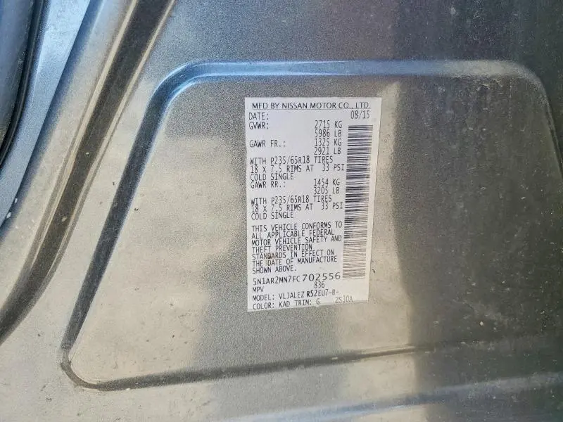 2015 NISSAN PATHFINDER SV  
