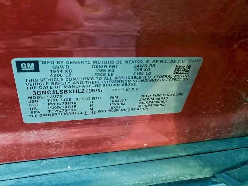 2017 CHEVROLET TRAX 1LT  