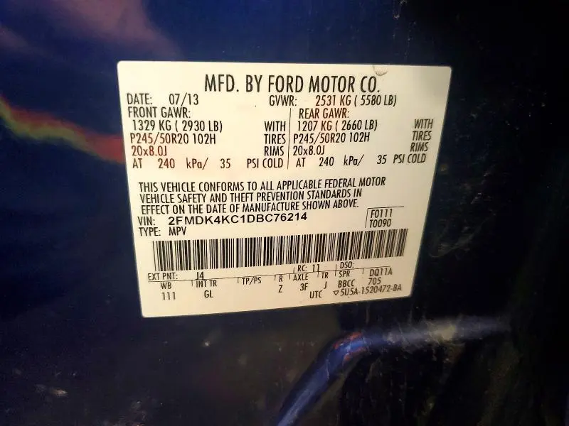 2013 FORD EDGE LIMITED  